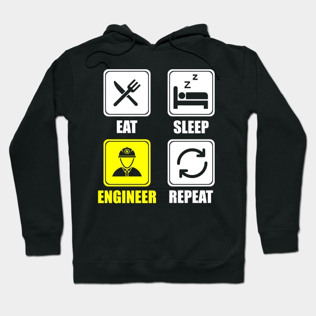 Cute Eat Sleep Engineer Repeat Engineering Funny Hoodie by theperfectpresents